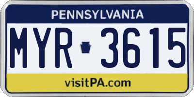PA license plate MYR3615