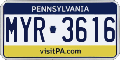 PA license plate MYR3616