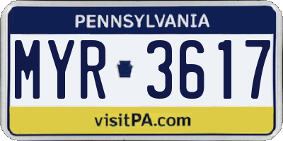 PA license plate MYR3617