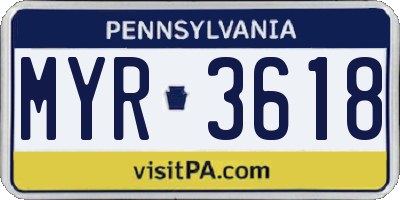 PA license plate MYR3618