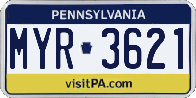 PA license plate MYR3621