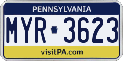 PA license plate MYR3623