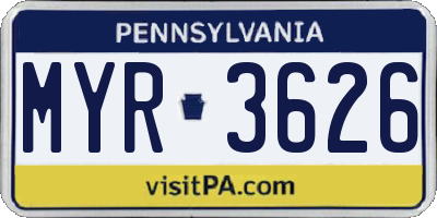 PA license plate MYR3626