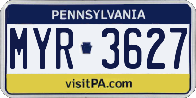 PA license plate MYR3627