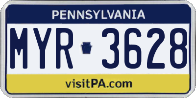 PA license plate MYR3628
