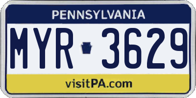 PA license plate MYR3629