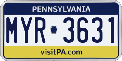 PA license plate MYR3631