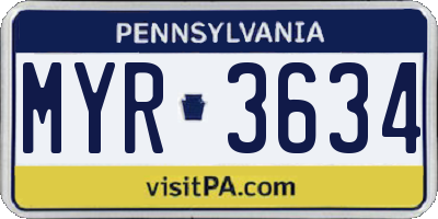 PA license plate MYR3634