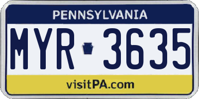 PA license plate MYR3635