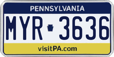 PA license plate MYR3636
