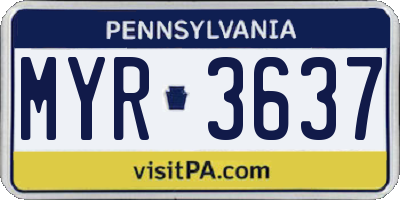 PA license plate MYR3637