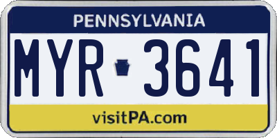 PA license plate MYR3641