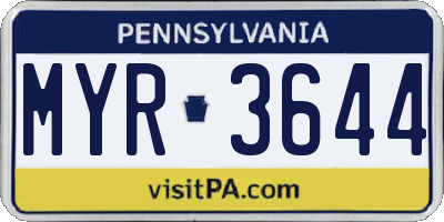 PA license plate MYR3644