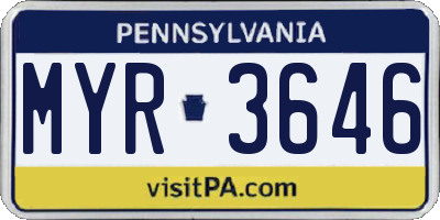 PA license plate MYR3646