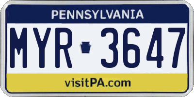 PA license plate MYR3647