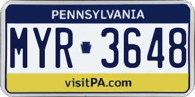 PA license plate MYR3648