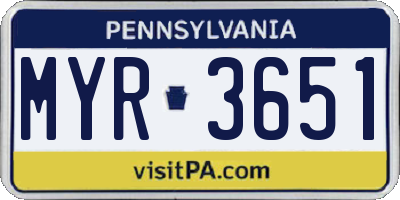 PA license plate MYR3651