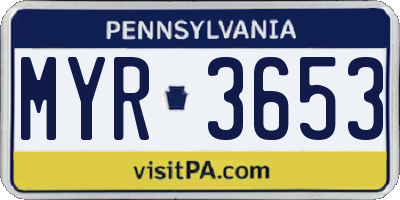 PA license plate MYR3653