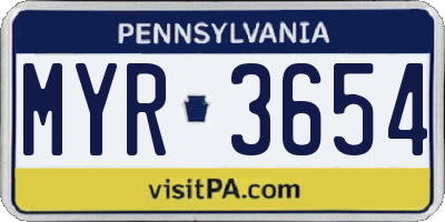 PA license plate MYR3654
