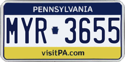 PA license plate MYR3655