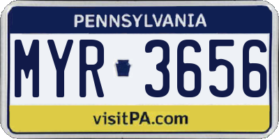 PA license plate MYR3656