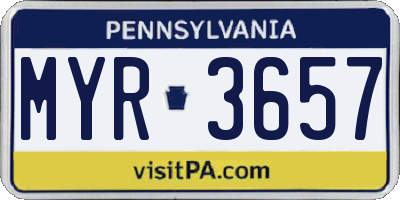 PA license plate MYR3657