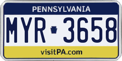PA license plate MYR3658