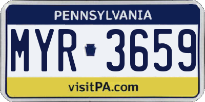 PA license plate MYR3659