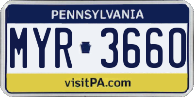 PA license plate MYR3660