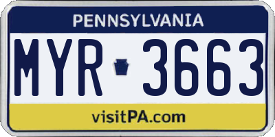 PA license plate MYR3663