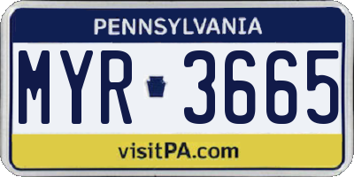 PA license plate MYR3665