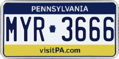 PA license plate MYR3666