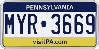 PA license plate MYR3669