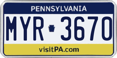 PA license plate MYR3670