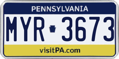 PA license plate MYR3673
