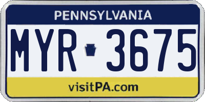 PA license plate MYR3675