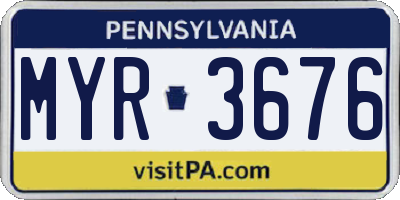 PA license plate MYR3676