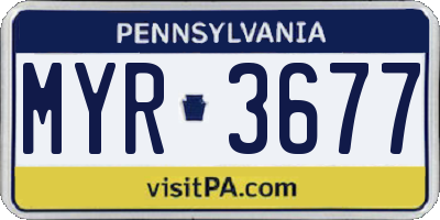 PA license plate MYR3677
