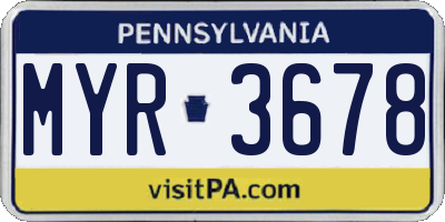 PA license plate MYR3678