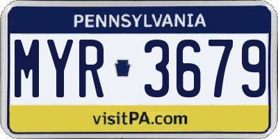 PA license plate MYR3679