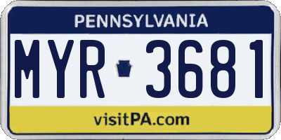 PA license plate MYR3681