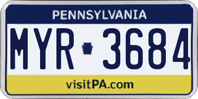 PA license plate MYR3684