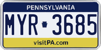 PA license plate MYR3685