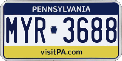 PA license plate MYR3688