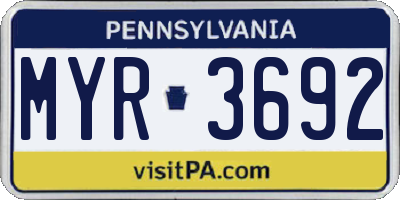 PA license plate MYR3692