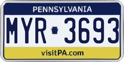 PA license plate MYR3693