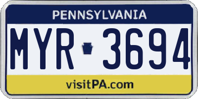PA license plate MYR3694