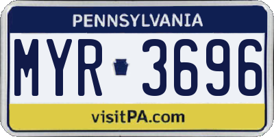 PA license plate MYR3696