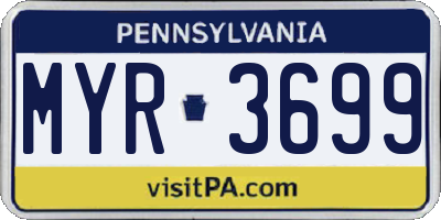 PA license plate MYR3699