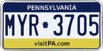 PA license plate MYR3705